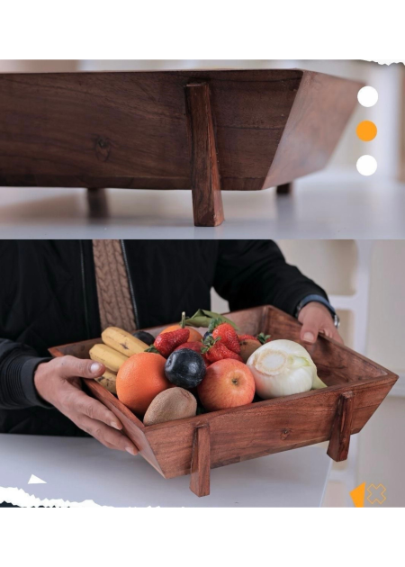 جاط فواكه مربع مع قاعدة خشب